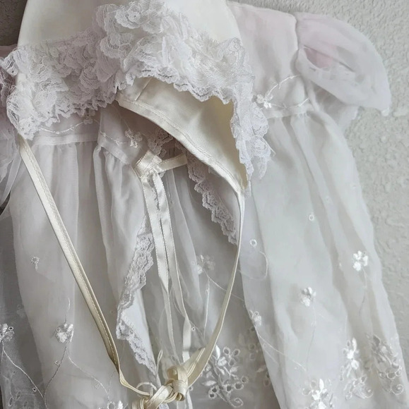 VINTAGE Christening Set- Phyllis Baby Wear 3 Piece set-Bonnet- Baby Dress Large - Picture 15 of 16